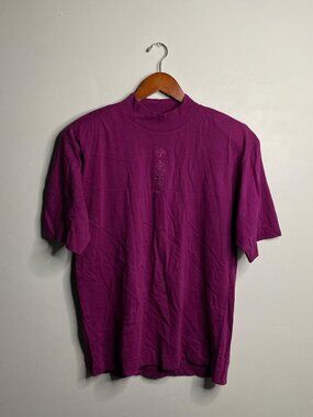 Purple vintage 90s short sleeve shirt 100% cotton size medium